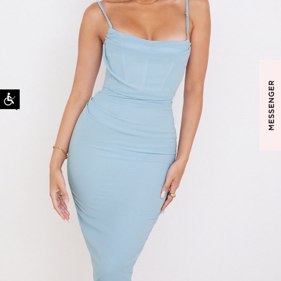 HOUSE OF CB JAMILLE BABY BLUE DRAPED CORSET MIDI DRESS - Picture 5 of 8